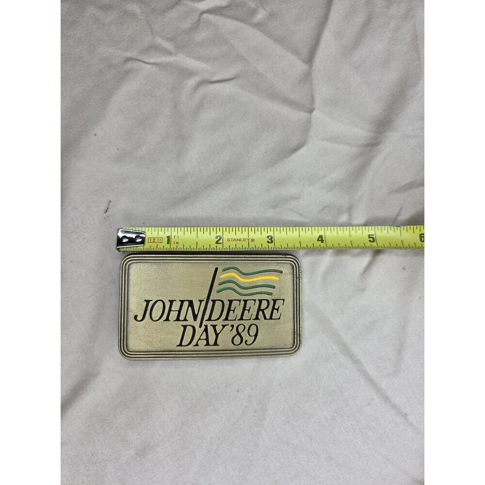 John Deere Day 1989 Belt Buckle - Gold Tone Rectangular Collectible